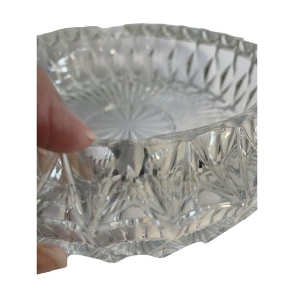 Italian Vintage Crystal Cut Clear Glass Cigar Cigarette Ashtray 7 1/2" Heavy - Picture 7 of 7
